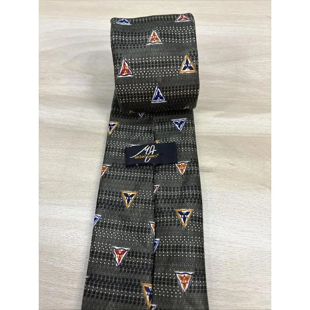 Michael James triangle green necktie Vintage - Picture 3 of 4